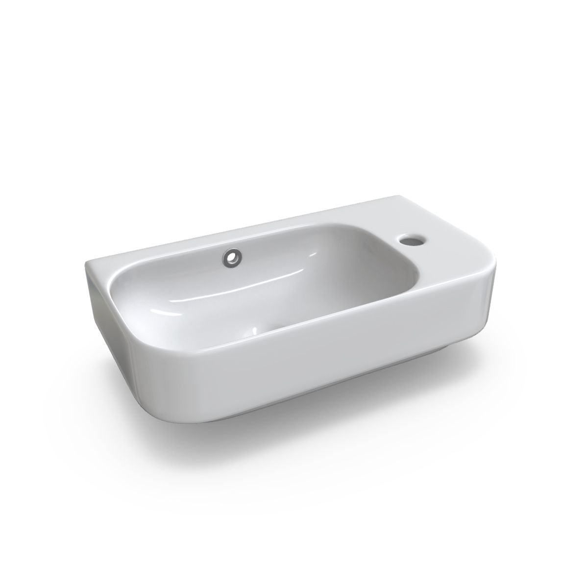 BYRON Mini Wall Hung Basin (LHS) Gloss White