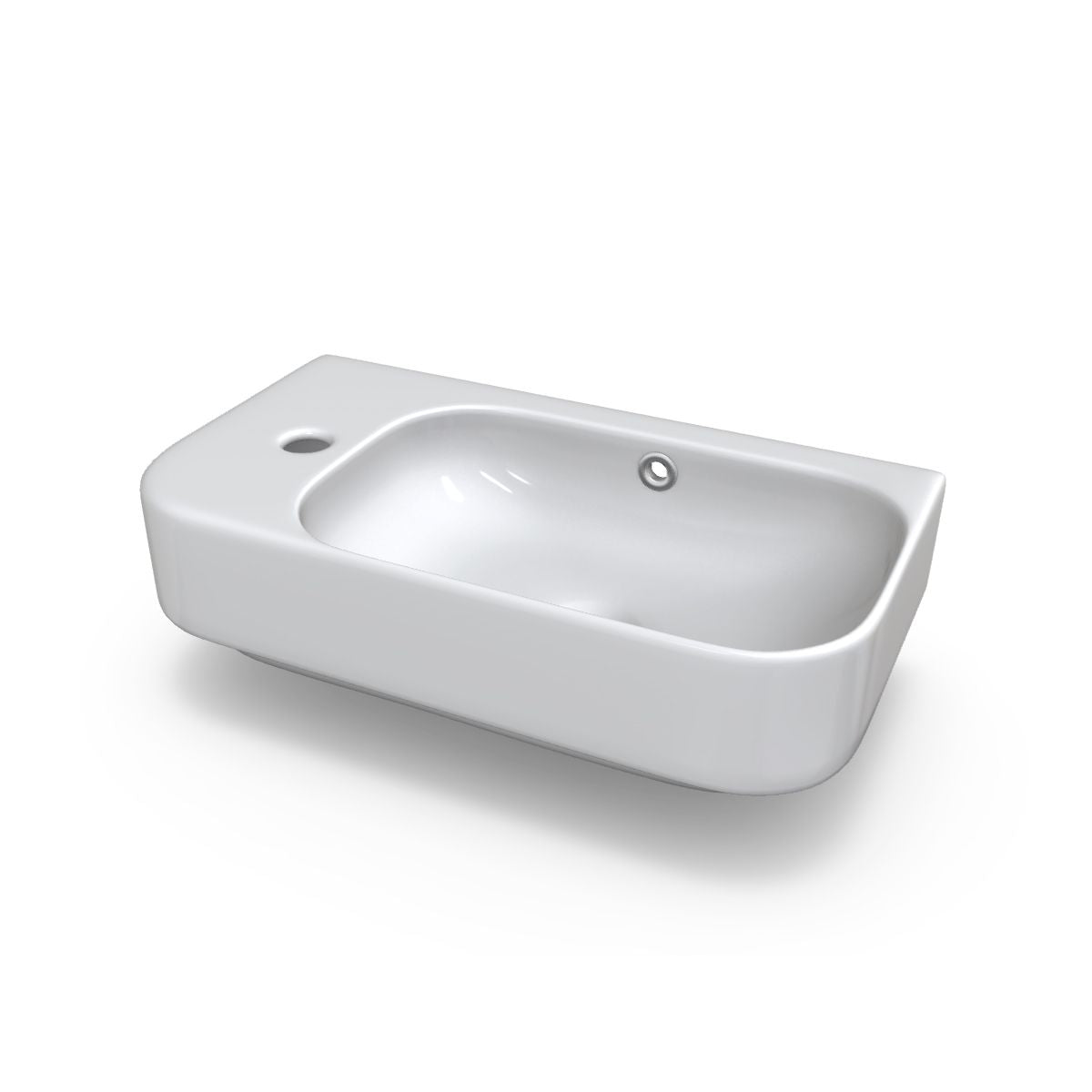 BYRON Mini Wall Hung Basin (RHS) Gloss White
