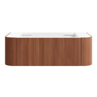 KIMBERLEY Curved Wall Hung Vanity 1050mm Beech Finish