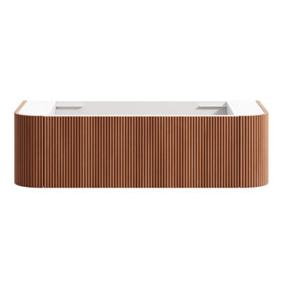 KIMBERLEY Curved Wall Hung Vanity 1200mm Beech Finish, front view