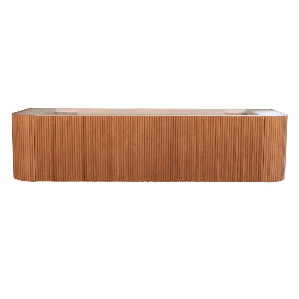 KIMBERLEY Curved Wall Hung Vanity 1500mm Beech Finish