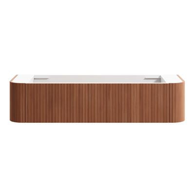 KIMBERLEY Curved Wall Hung Vanity 1500mm Beech Finish