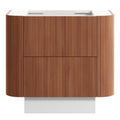 KIMBERLEY Curved Floor Mount Vanity 900mm Beech Finish, front view