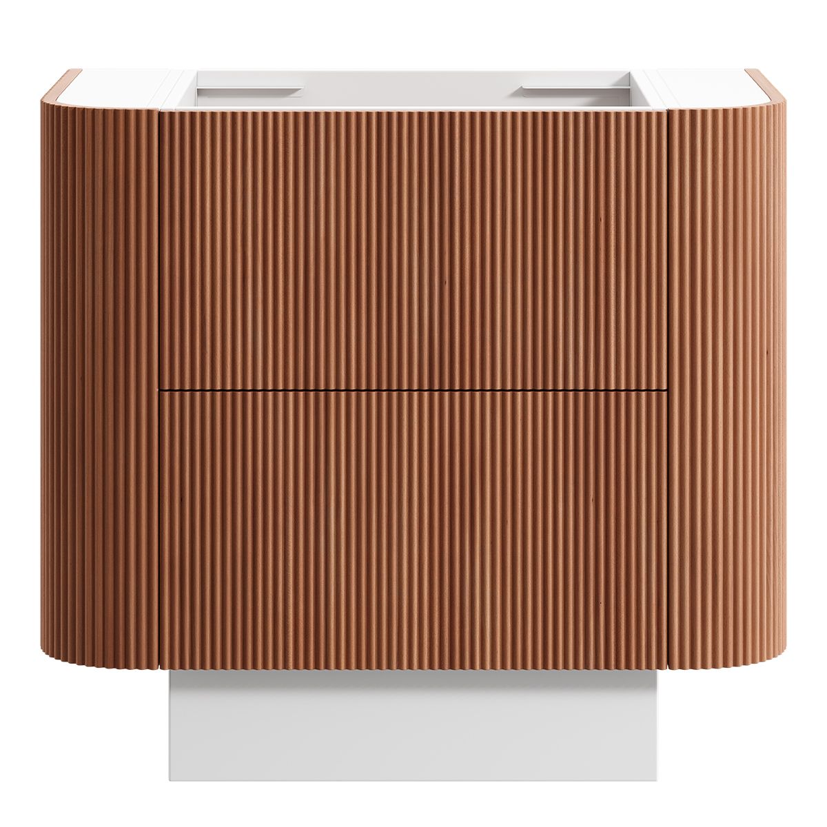 KIMBERLEY Curved Floor Mount Vanity 900mm Beech Finish, front view