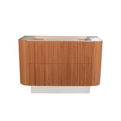 KIMBERLEY Curved Floor Mount Vanity 1200mm Beech Finish
