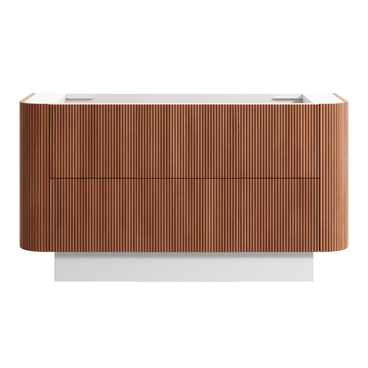 KIMBERLEY Curved Floor Mount Vanity 1500mm Beech Finish, front view