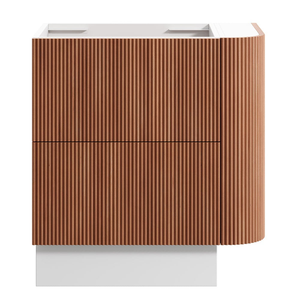 KIMBERLEY Corner Floor Mount Vanity 750mm Beech Finish, front view