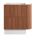 KIMBERLEY Corner Floor Mount Vanity 750mm Beech Finish, front view