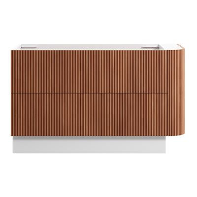 KIMBERLEY Corner Floor Mount Vanity 1350mm Beech Finish