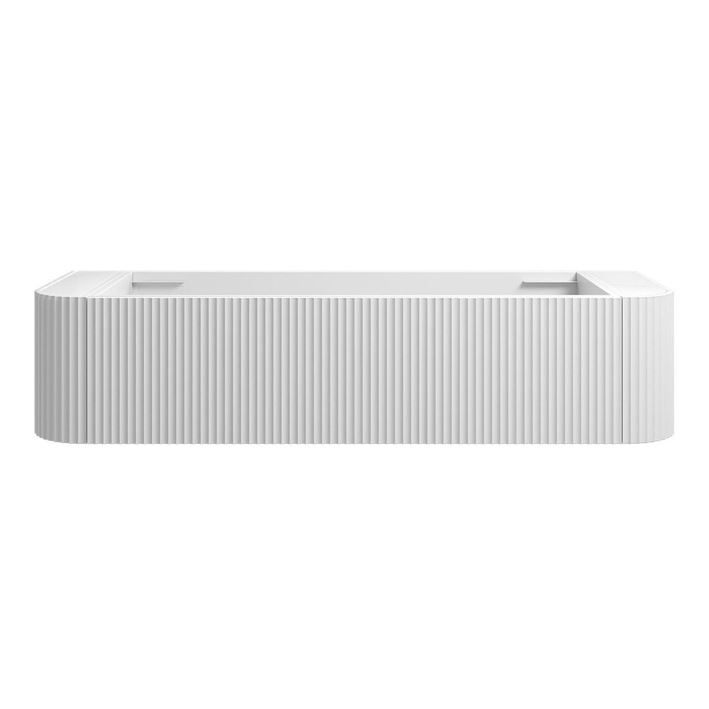 WAVE Curved Wall Hung Vanity 1500mm Matte White, front view