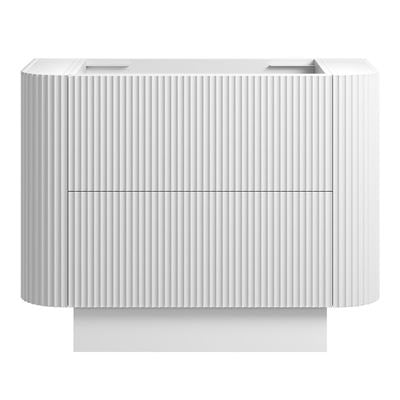 WAVE Curved Floor Mount Vanity 1050mm Matte White, front view
