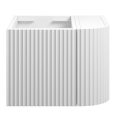 WAVE Corner Wall Hung Vanity 450mm Matte White, front view