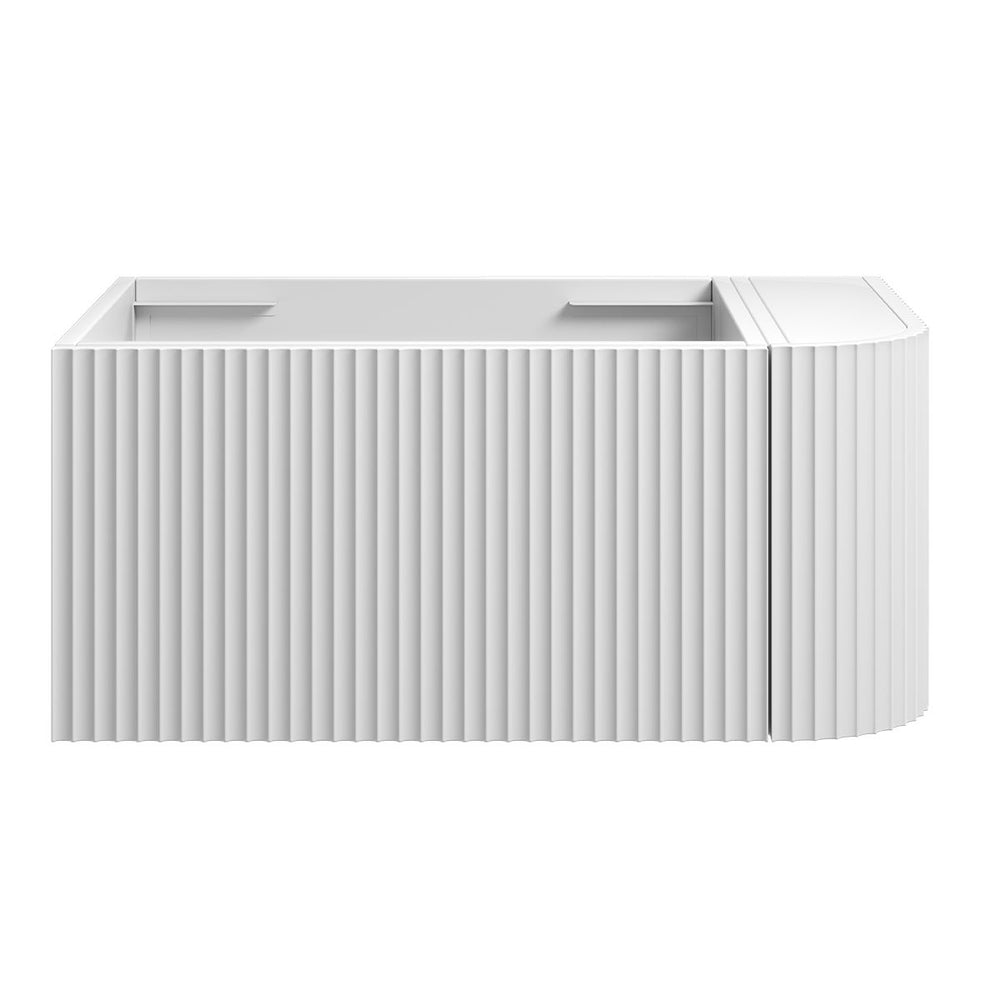 WAVE Corner Wall Hung Vanity 750mm Matte White, front view