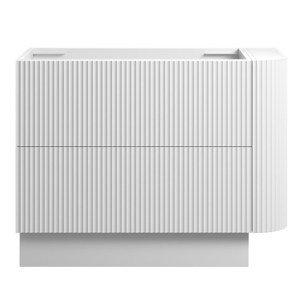 WAVE Corner Floor Mount Vanity 1050mm Matte White, front view