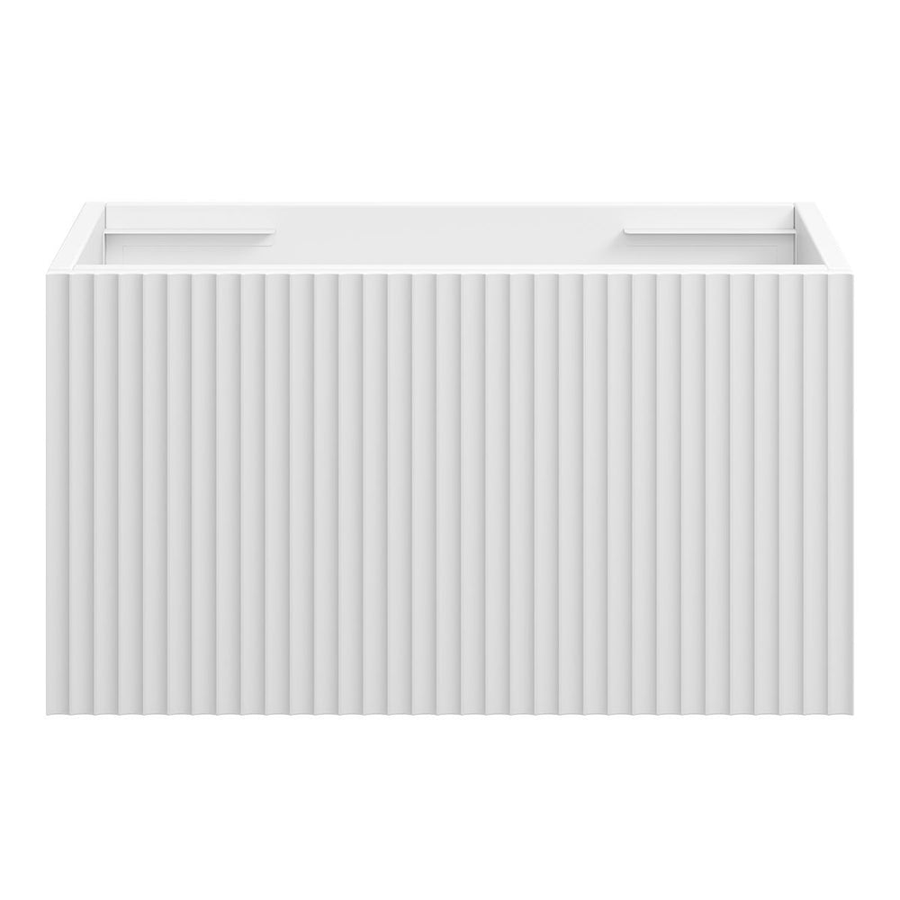 WAVE Slim Wall Hung Vanity 600mm Matte White, front view