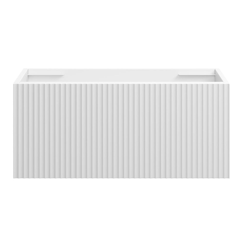 WAVE Slim Wall Hung Vanity 750mm Matte White, front view