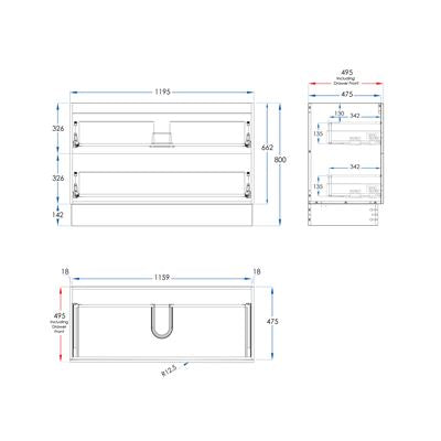 WAVE Floor Mount Vanity 1200mm Matte White