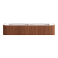 KIMBERLEY Curved Wall Hung Vanity 1800mm Beech Finish, front view