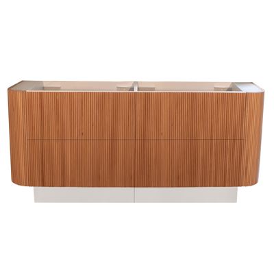 KIMBERLEY Curved Floor Mount Vanity 1800mm Beech Finish