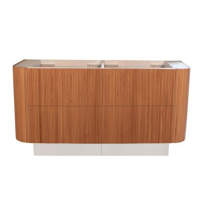 KIMBERLEY Curved Floor Mount Vanity Double 1500mm - Beech Finish