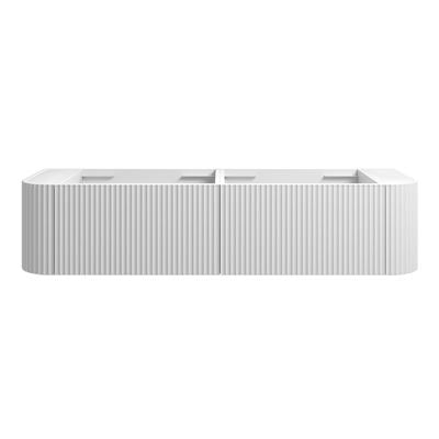WAVE Curved Wall Hung Vanity Double 1500mm - Matte White, front view