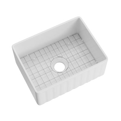 MAISON Single Fluted Reversible Farmhouse Sink 610mm Gloss White