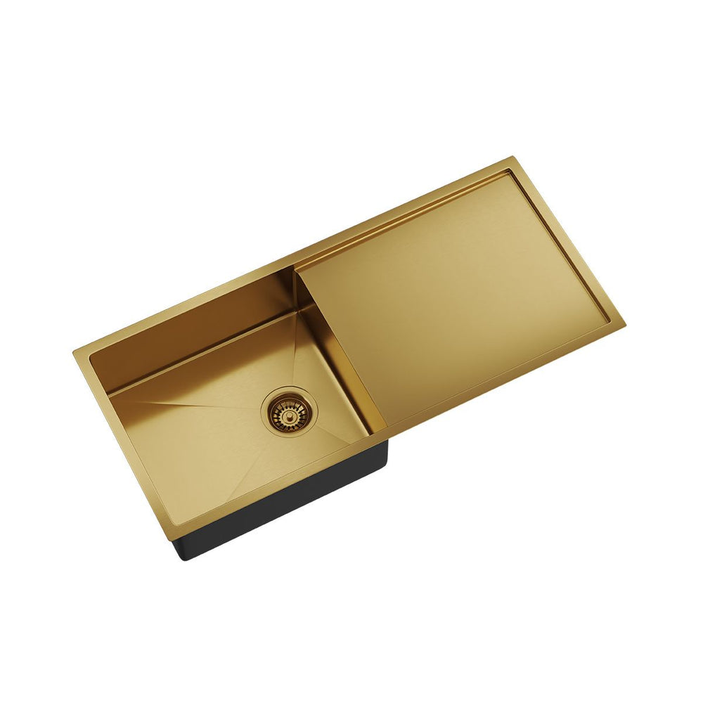 BURAZZO Single Bowl Sink with Drainer 990mm Brushed Brass