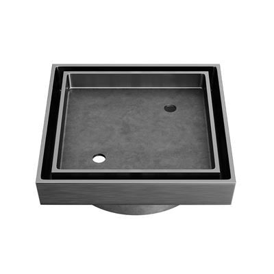 LIDO Square Tile Grate 125mm with DN100 Outlet Gunmetal