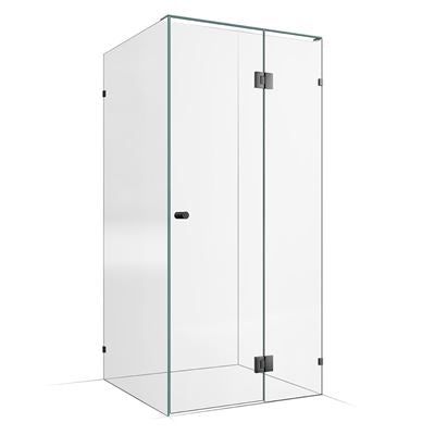 Frameless Shower Screen 1000x1000mm - 400mm Hinge Panel Gunmetal