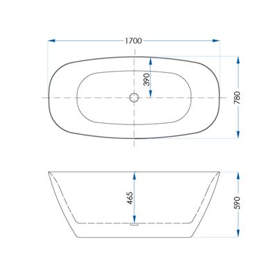 ACACIA Freestanding Bath with Overflow Matte White 1700mm