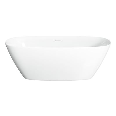 ACACIA Freestanding Bath with Overflow Gloss White 1700mm, front view