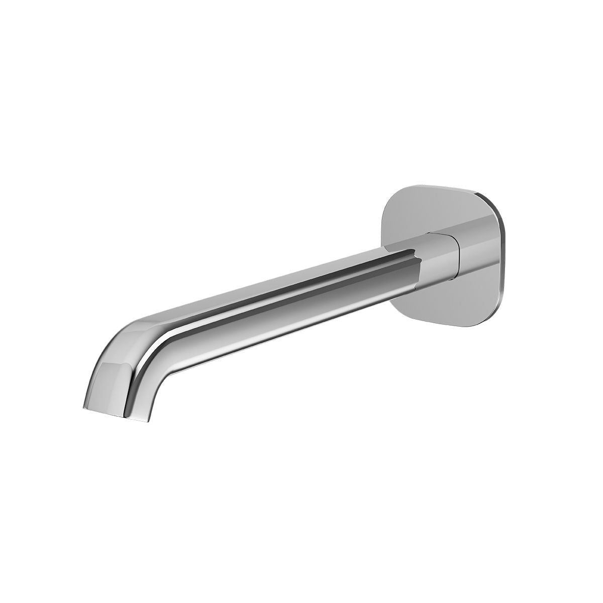 SYMMETRY Wall Spout 220mm Polished Stainless Steel, front view