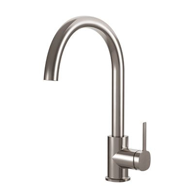 SYMMETRY Gooseneck Sink Mixer Brushed Nickel, front view
