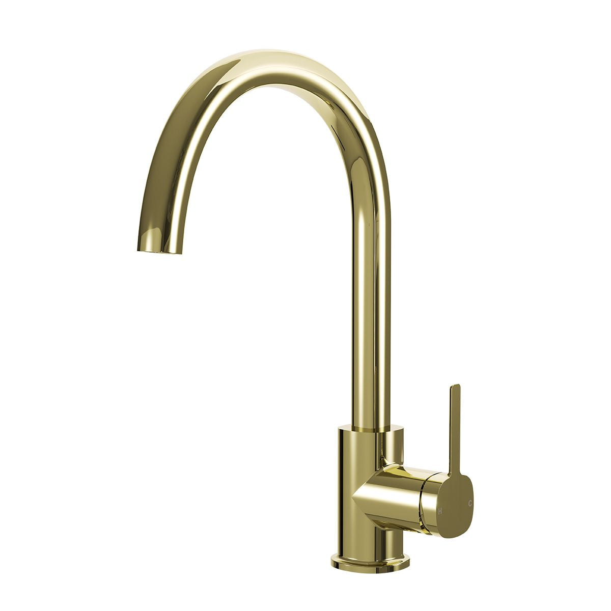 SYMMETRY Gooseneck Sink Mixer Champagne Gold, front view