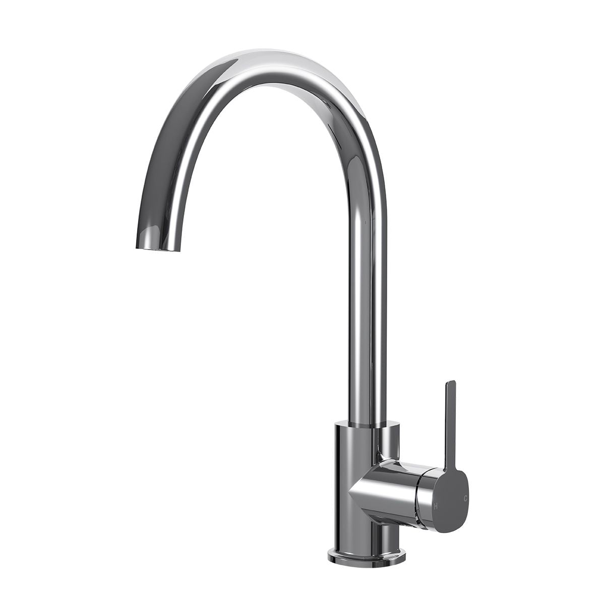 SYMMETRY Gooseneck Sink Mixer Polished Stainless Steel, front view