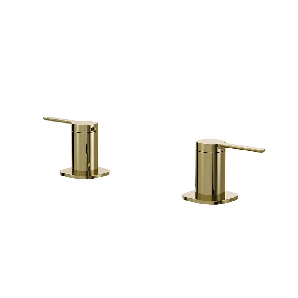 SYMMETRY Quarter Turn Lever Basin Tap Set Champagne Gold, front view