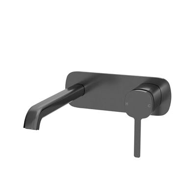 SYMMETRY In Wall Mixer & 220mm Spout Kit Gunmetal, front view