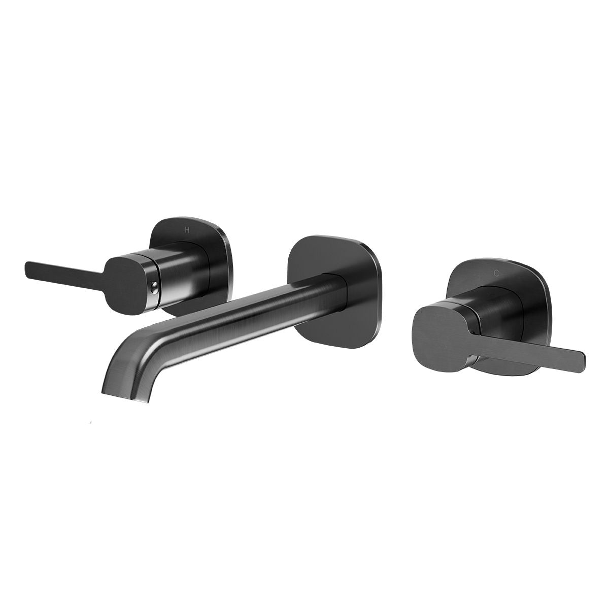 SYMMETRY In-Wall Top Lever Assemblies & 180mm Spout Kit Gunmetal, front view