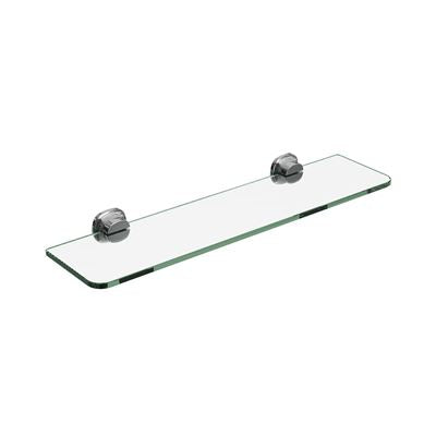 SYMMETRY Glass Shelf 500mm Polished Stainless Steel, front view