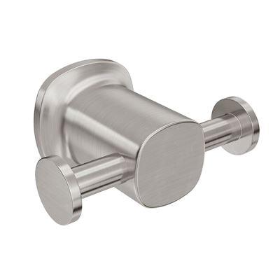 SYMMETRY Double Robe Hook Brushed Nickel (Brushed SS), front view