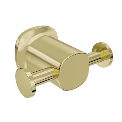SYMMETRY Double Robe Hook Champagne Gold, front view