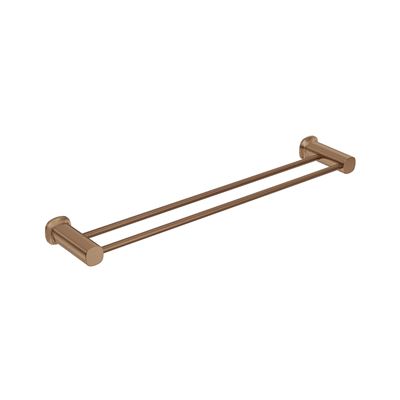 SYMMETRY Double Towel Rail 600mm Titanium Bronze, front view
