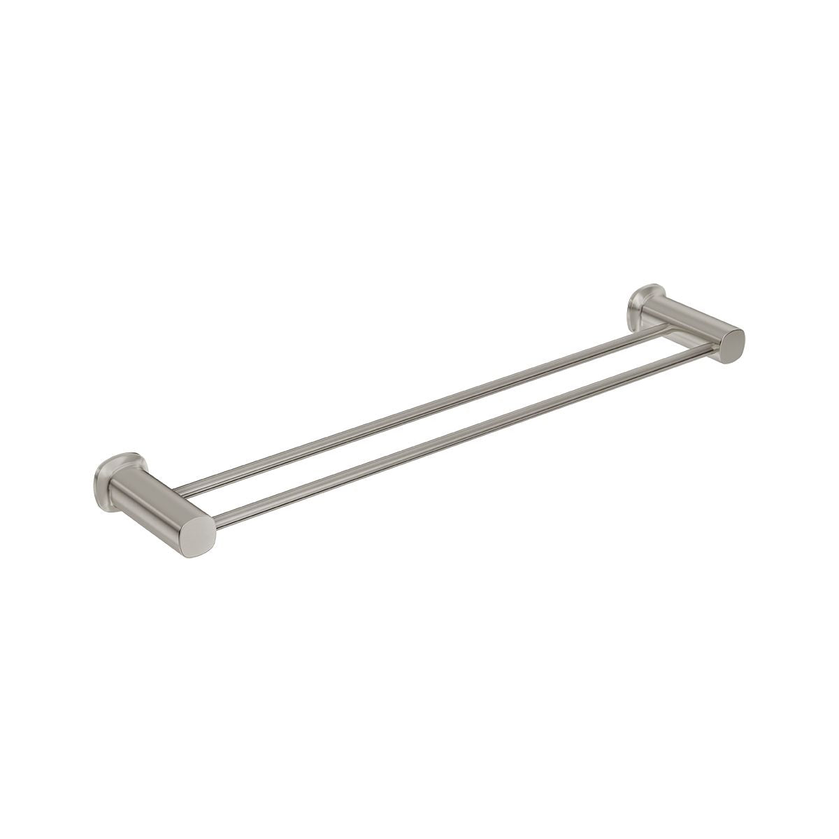 SYMMETRY Double Towel Rail 600mm Brushed Nickel, front view