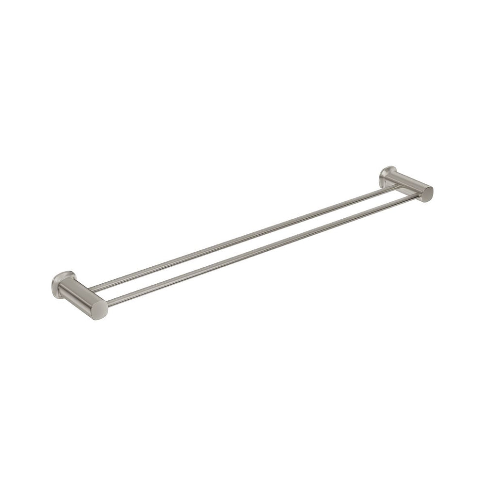 SYMMETRY Double Towel Rail 800mm Brushed Nickel, front view