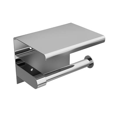 SPIN Toilet Roll Holder with Shelf Polished Stainless Steel
