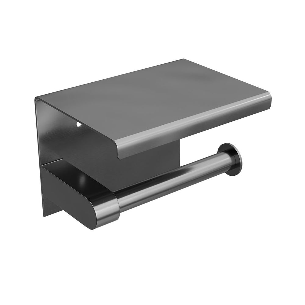 SPIN Toilet Roll Holder with Shelf Gunmetal