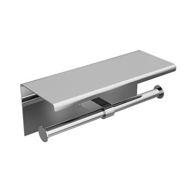 SPIN Double Toilet Roll Holder with Shelf Polished Stainless Steel