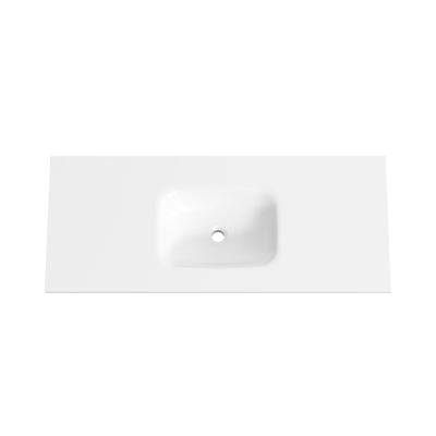 FLOW Solid Surface Vanity Top, w/ Integrated and Overflow Basin 1200mm Matte White