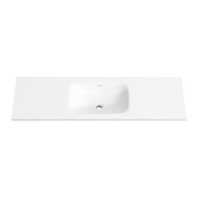 FLOW Slim Solid Surface Vanity Top, w/ Integrated Basin and Overflow 1200mm Matte White