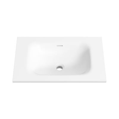 FLOW Slim Solid Surface Vanity Top, w/ Integrated Basin and Overflow 600mm Matte White